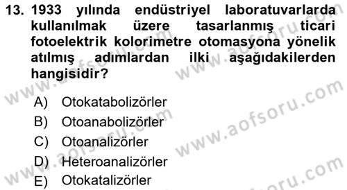 Veteriner Laboratuvar Teknikleri ve Prensipleri Dersi 2025 - 2026 Yılı (Vize) Ara Sınav Soruları 13. Soru