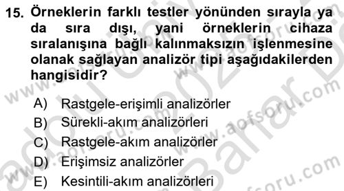 Veteriner Laboratuvar Teknikleri ve Prensipleri Dersi 2025 - 2026 Yılı (Vize) Ara Sınav Soruları 15. Soru