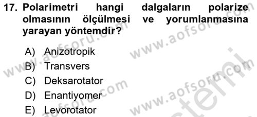 Veteriner Laboratuvar Teknikleri ve Prensipleri Dersi 2025 - 2026 Yılı (Vize) Ara Sınav Soruları 17. Soru