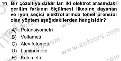 Veteriner Laboratuvar Teknikleri ve Prensipleri Dersi 2025 - 2026 Yılı (Vize) Ara Sınav Soruları 19. Soru