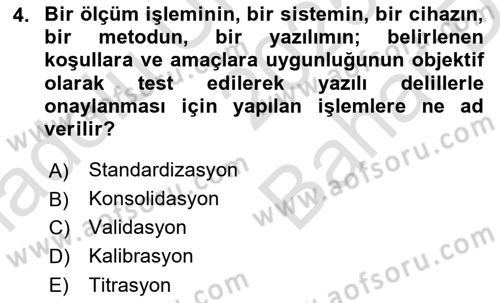 Veteriner Laboratuvar Teknikleri ve Prensipleri Dersi 2025 - 2026 Yılı (Vize) Ara Sınav Soruları 4. Soru