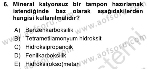 Veteriner Laboratuvar Teknikleri ve Prensipleri Dersi 2025 - 2026 Yılı (Vize) Ara Sınav Soruları 6. Soru