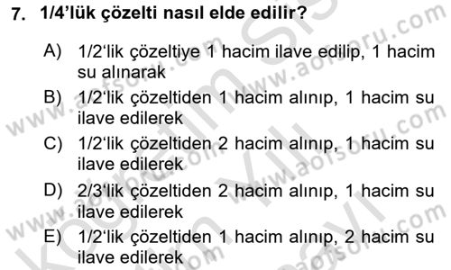 Veteriner Laboratuvar Teknikleri ve Prensipleri Dersi 2025 - 2026 Yılı (Vize) Ara Sınav Soruları 7. Soru