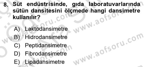 Veteriner Laboratuvar Teknikleri ve Prensipleri Dersi 2025 - 2026 Yılı (Vize) Ara Sınav Soruları 8. Soru