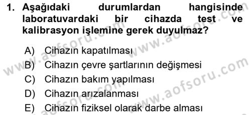 Veteriner Laboratuvar Teknikleri ve Prensipleri Dersi 2025 - 2026 Yılı (Final) Dönem Sonu Sınav Soruları 1. Soru
