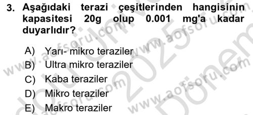 Veteriner Laboratuvar Teknikleri ve Prensipleri Dersi 2025 - 2026 Yılı (Final) Dönem Sonu Sınav Soruları 3. Soru