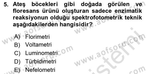 Veteriner Laboratuvar Teknikleri ve Prensipleri Dersi 2025 - 2026 Yılı (Final) Dönem Sonu Sınav Soruları 5. Soru