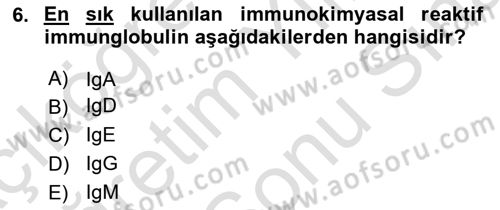 Veteriner Laboratuvar Teknikleri ve Prensipleri Dersi 2025 - 2026 Yılı (Final) Dönem Sonu Sınav Soruları 6. Soru