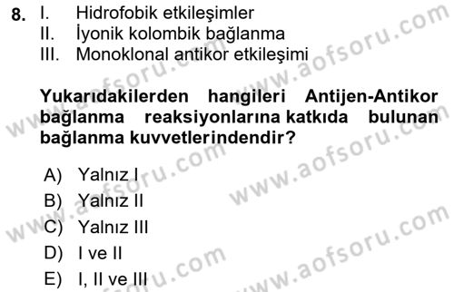 Veteriner Laboratuvar Teknikleri ve Prensipleri Dersi 2025 - 2026 Yılı (Final) Dönem Sonu Sınav Soruları 8. Soru
