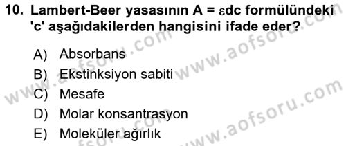 Veteriner Laboratuvar Teknikleri ve Prensipleri Dersi 2025 - 2026 Yılı Yaz Okulu Sınav Soruları 10. Soru