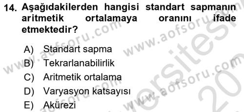 Veteriner Laboratuvar Teknikleri ve Prensipleri Dersi 2025 - 2026 Yılı Yaz Okulu Sınav Soruları 14. Soru