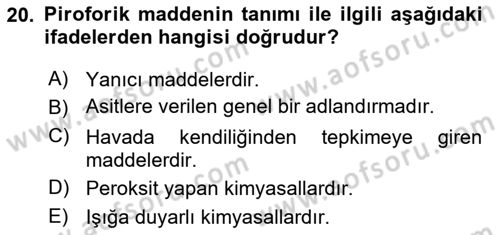 Veteriner Laboratuvar Teknikleri ve Prensipleri Dersi 2025 - 2026 Yılı Yaz Okulu Sınav Soruları 20. Soru