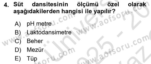 Veteriner Laboratuvar Teknikleri ve Prensipleri Dersi 2025 - 2026 Yılı Yaz Okulu Sınav Soruları 4. Soru