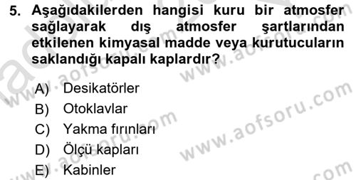 Veteriner Laboratuvar Teknikleri ve Prensipleri Dersi 2025 - 2026 Yılı Yaz Okulu Sınav Soruları 5. Soru