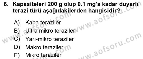Veteriner Laboratuvar Teknikleri ve Prensipleri Dersi 2025 - 2026 Yılı Yaz Okulu Sınav Soruları 6. Soru