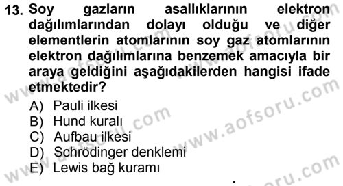 Hücre Kimyası Dersi 2012 - 2013 Yılı (Vize) Ara Sınav Soruları 13. Soru