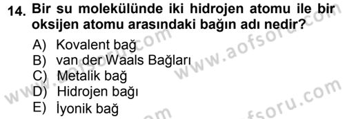 Hücre Kimyası Dersi 2012 - 2013 Yılı (Vize) Ara Sınav Soruları 14. Soru