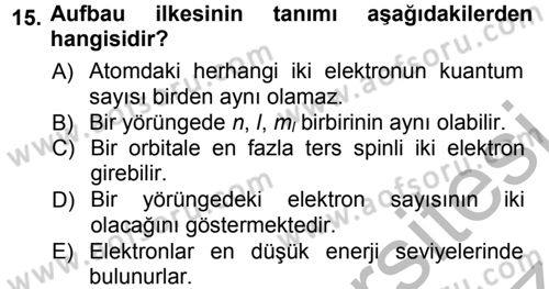 Hücre Kimyası Dersi 2012 - 2013 Yılı (Vize) Ara Sınav Soruları 15. Soru
