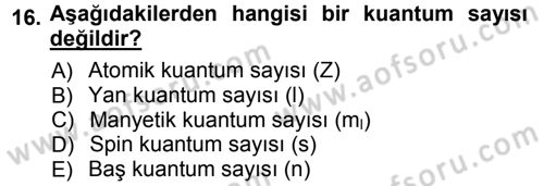 Hücre Kimyası Dersi 2012 - 2013 Yılı (Vize) Ara Sınav Soruları 16. Soru