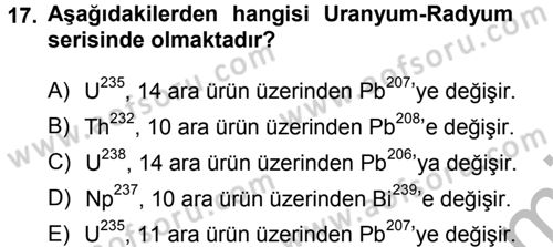 Hücre Kimyası Dersi 2012 - 2013 Yılı (Vize) Ara Sınav Soruları 17. Soru