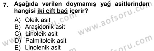 Hücre Kimyası Dersi 2012 - 2013 Yılı (Vize) Ara Sınav Soruları 7. Soru