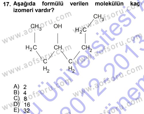 Hücre Kimyası Dersi 2012 - 2013 Yılı (Final) Dönem Sonu Sınav Soruları 17. Soru