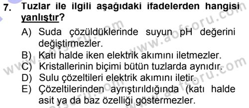 Hücre Kimyası Dersi 2012 - 2013 Yılı (Final) Dönem Sonu Sınav Soruları 7. Soru