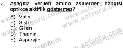 Hücre Kimyası Dersi 2012 - 2013 Yılı Tek Ders Sınav Soruları 4. Soru