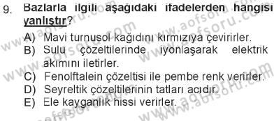 Hücre Kimyası Dersi 2012 - 2013 Yılı Tek Ders Sınav Soruları 9. Soru
