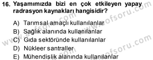 Hücre Kimyası Dersi 2013 - 2014 Yılı (Vize) Ara Sınav Soruları 16. Soru