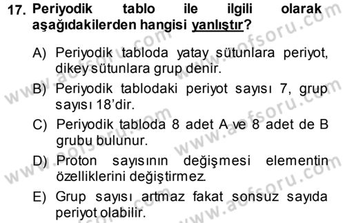 Hücre Kimyası Dersi 2013 - 2014 Yılı (Vize) Ara Sınav Soruları 17. Soru