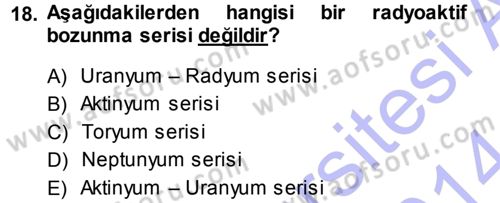 Hücre Kimyası Dersi 2013 - 2014 Yılı (Vize) Ara Sınav Soruları 18. Soru