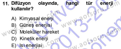 Hücre Kimyası Dersi 2013 - 2014 Yılı (Final) Dönem Sonu Sınav Soruları 11. Soru