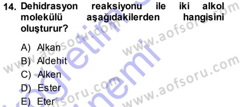 Hücre Kimyası Dersi 2013 - 2014 Yılı (Final) Dönem Sonu Sınav Soruları 14. Soru