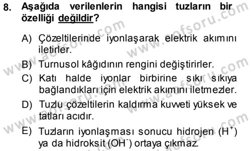 Hücre Kimyası Dersi 2013 - 2014 Yılı (Final) Dönem Sonu Sınav Soruları 8. Soru