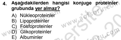Hücre Kimyası Dersi 2013 - 2014 Yılı Tek Ders Sınav Soruları 4. Soru