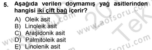 Hücre Kimyası Dersi 2013 - 2014 Yılı Tek Ders Sınav Soruları 5. Soru