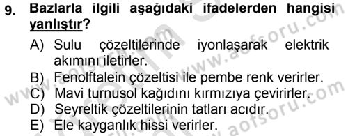 Hücre Kimyası Dersi 2013 - 2014 Yılı Tek Ders Sınav Soruları 9. Soru