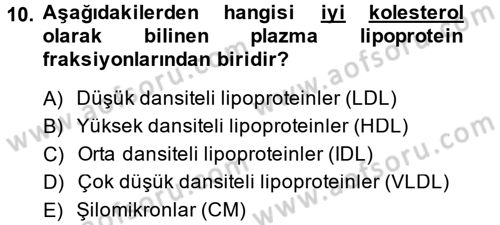 Hücre Kimyası Dersi 2014 - 2015 Yılı (Vize) Ara Sınav Soruları 10. Soru