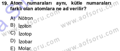 Hücre Kimyası Dersi 2014 - 2015 Yılı (Vize) Ara Sınav Soruları 19. Soru