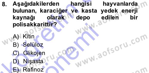 Hücre Kimyası Dersi 2014 - 2015 Yılı (Vize) Ara Sınav Soruları 8. Soru