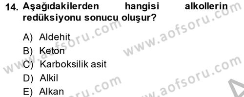 Hücre Kimyası Dersi 2014 - 2015 Yılı (Final) Dönem Sonu Sınav Soruları 14. Soru