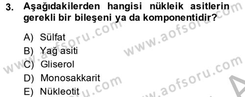 Hücre Kimyası Dersi 2014 - 2015 Yılı (Final) Dönem Sonu Sınav Soruları 3. Soru