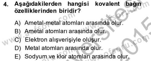 Hücre Kimyası Dersi 2014 - 2015 Yılı (Final) Dönem Sonu Sınav Soruları 4. Soru