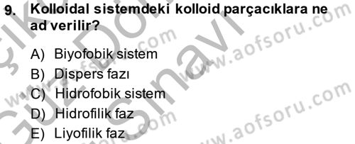Hücre Kimyası Dersi 2014 - 2015 Yılı (Final) Dönem Sonu Sınav Soruları 9. Soru