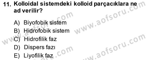 Hücre Kimyası Dersi 2014 - 2015 Yılı Tek Ders Sınav Soruları 11. Soru