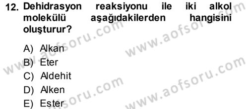 Hücre Kimyası Dersi 2014 - 2015 Yılı Tek Ders Sınav Soruları 12. Soru