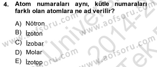 Hücre Kimyası Dersi 2014 - 2015 Yılı Tek Ders Sınav Soruları 4. Soru