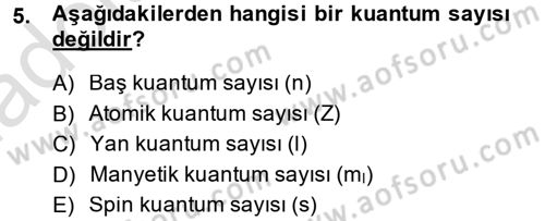 Hücre Kimyası Dersi 2014 - 2015 Yılı Tek Ders Sınav Soruları 5. Soru
