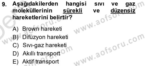 Hücre Kimyası Dersi 2014 - 2015 Yılı Tek Ders Sınav Soruları 9. Soru